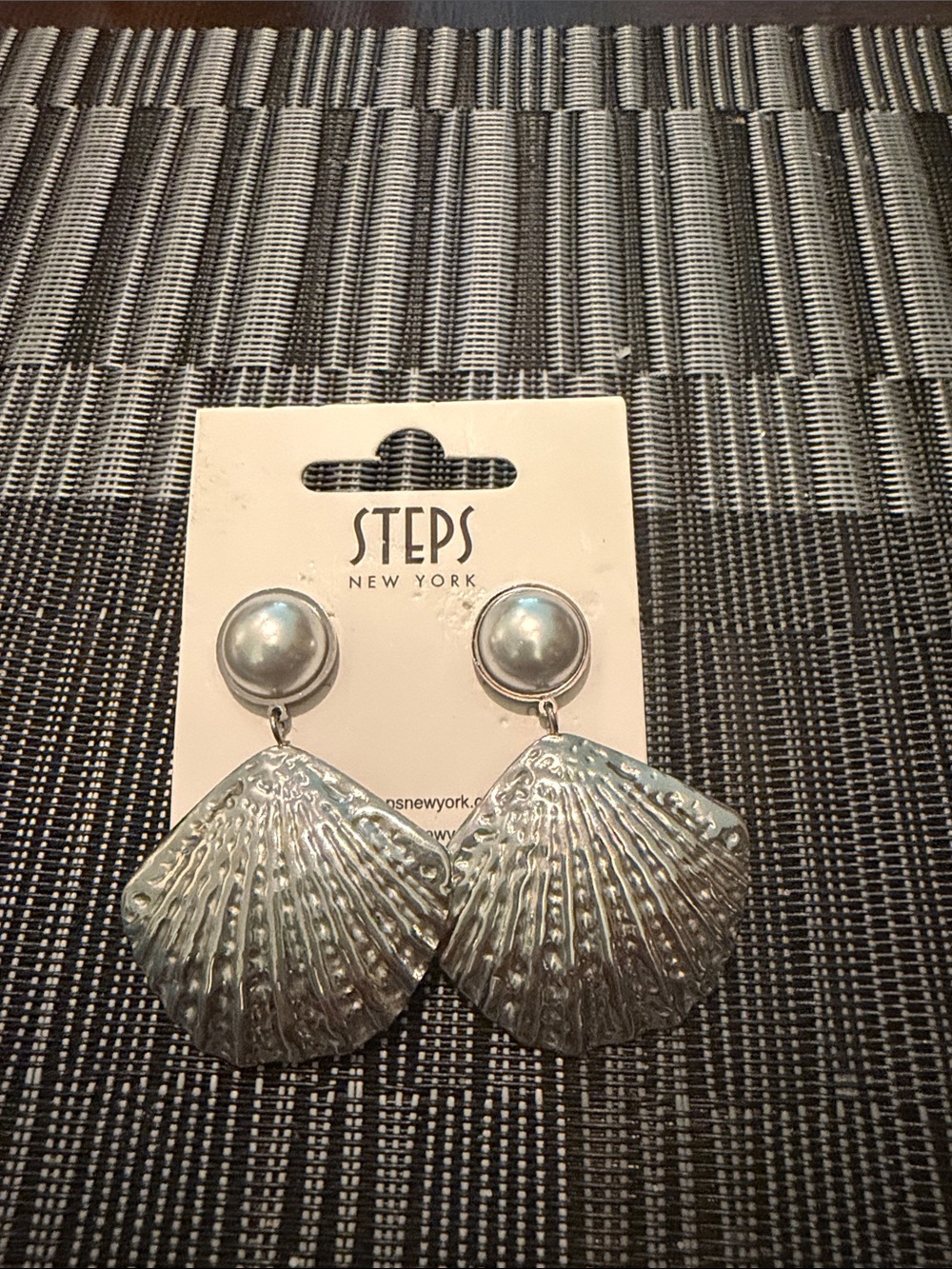 STEPS New York Silver Shell Drop Earrings